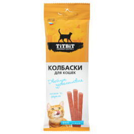 12г Лакомство TitBit "Двойное удовольствие" колбаски для кошек с Лососем и форелью