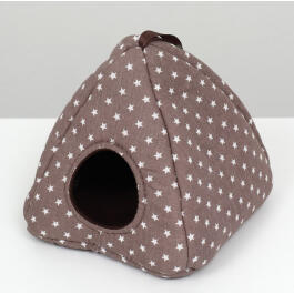 Домик-вигвам LOORI "Звезды" для грызунов Коричневый, 17*17*17см