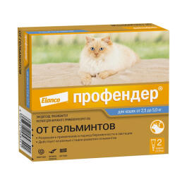 Капли на холку Bayer Профендер Elanco от глистов для кошек 2,5-5кг, 1шт*0,70мл