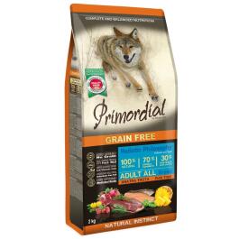 2кг Корм Primordial Dog Adult Trout & Duck беззерновой для взрослых собак всех пород с Форелью и уткой