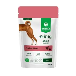 85г Влажный корм Nature's Protection PRIME Active беззерновой для собак всех пород с Курицей и Говядиной кусочки в соусе
