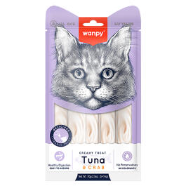 1шт*14г Лакомство Wanpy Cat для кошек Нежное пюре из Тунца и Краба