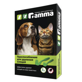 Приспособление Gamma для удаления клещей, 63*12*7мм, 2шт