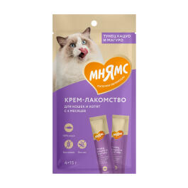 15г Крем-лакомство Мнямс для кошек с Тунцом Кацуо и Магуро (срок 25.06.2026)