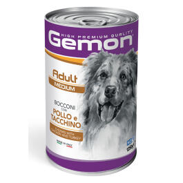 1250г Консервы Gemon Dog MEDIUM Adult Chick / Turk для собак средних пород кусочки с Курицей и индейкой (дефект упаковки)