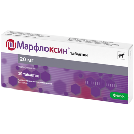 1таб Марфлоксин KRKA антибактериальные таблетки для кошек и собак, 20мг