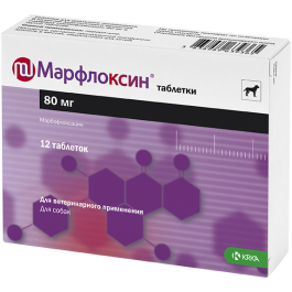 1таб Марфлоксин KRKA антибактериальные таблетки для кошек и собак, 80мг