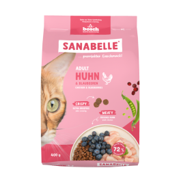 2кг Корм Bosch Sanabelle Adult Huhn & Blaubeeren Life для взрослых кошек с Курицей (дефект упаковки)