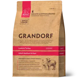 3кг Корм GRANDORF DOG Lamb&Turkey MEDIUM&MAXI BREEDS низкозерновой для собак средних и крупных пород, Ягнёнок с Индейкой