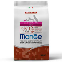 0,8кг Корм Monge Dog SP Extra Small Adult Lamb/Rice для взрослых собак миниатюрных пород c Ягненком и рисом