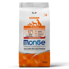 2,5кг Корм Monge Puppy&Junior SP Monoprotein Duck/Rice для щенков всех пород с Уткой и рисом