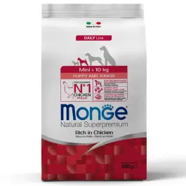 0,8кг Корм Monge Puppy&Junior SP Mini Chicken/Rice для щенков мелких пород с 2 месяцев c Курицей и рисом