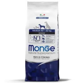 12кг Корм Monge Dog SP Medium Adult Chicken&Rice для взрослых собак средних пород c Курицей и рисом