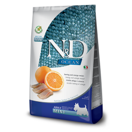 7кг Корм Farmina N&D Ocean Dog Herring And Orange Adult Mini беззерновой для взрослых собак мелких пород с Сельдью и апельсином