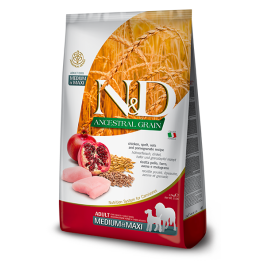 15кг Корм Farmina N&D Ancestral Grain Dog Chicken & Pomegranate Adult Medium & Maxi низкозерновой для взрослых собак средних и крупных пород с Курицей и гранатом