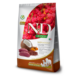 7кг Корм Farmina N&D Grain Free N&D Dog Quinoa Skin&Сoat Venison, coconut беззерновой для взрослых собак для кожи и шерсти с Олениной, киноа и кокосом