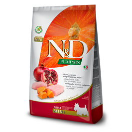 7кг Корм Farmina N&D Dog Grain Free Pumpkin Chicken & Pomegranate Adult Mini беззерновой для взрослых собак мелких пород с Курицей, гранатом и тыквой
