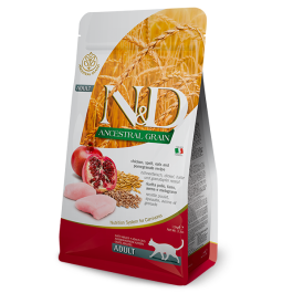 1,5кг Корм Farmina N&D Ancestral Grain Cat Chicken & Pomegranate Adult низкозерновой для взрослых кошек с Курицей и гранатом