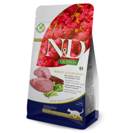 1,5кг Корм Farmina N&D Cat Quinoa Weight Management Lamb/Broccoli Adult беззерновой для взрослых кошек для контроля веса с Ягненком, киноа и брокколи