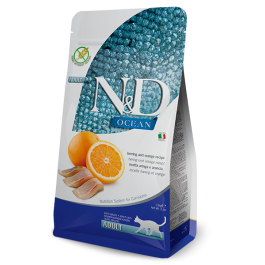 1,5кг Корм Farmina N&D GF Ocean Cat Herring & Orange Adult беззерновой для взрослых кошек с Сельдью и апельсином