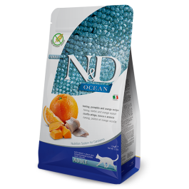 0,3кг Корм Farmina N&D Ocean Cat Herring Pumpkin & Orange Adult беззерновой для взрослых кошек с Сельдью, тыквой и апельсином