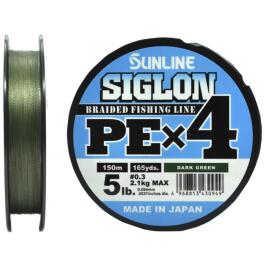 Плетеный шнур Sunline Siglon PE×4 150м #0,3 Dark Green