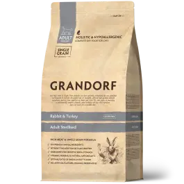 2кг Корм GRANDORF CAT Rabbit&Turkey STERILISED низкозерновой для стерилизованных кошек Кролик с индейкой