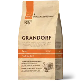 0,4кг Корм GRANDORF CAT Turkey&Rice STERILISED низкозерновой для стерилизованных кошек с индейкой и рисом
