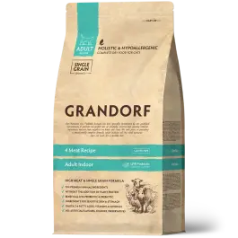 0,4кг Корм GRANDORF CAT 4 Meat PROBIOTIC INDOOR низкозерновой для кошек с пробиотиками и 4 вида мяса (срок до 16.06.2026)