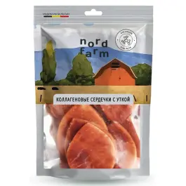 90г Лакомство Nord Farm для собак Коллагеновые сердечки с Уткой