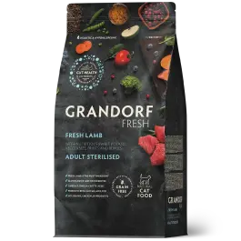 0,4кг Корм GRANDORF CAT Fresh Lamb&Sweet Potato Adult Sterilised беззерновой гипоаллергенный для взрослых стерилизованных кошек, Ягненок с Бататом