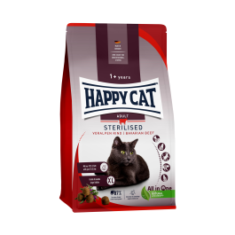 10кг Корм Happy Cat Steril Voralpen-Rind 37/10,5 для кастрированных котов и стерилизованных кошек с мясом баварской Говядины и птицы