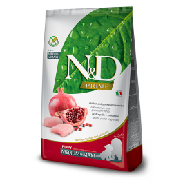 12кг Корм Farmina N&D Grain Free Chicken & Pomegranate LARGE Puppy беззерновой для щенков крупных пород, беременных и кормящих собак с Курицей и гранатом