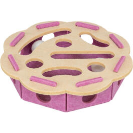 Игрушка Trixie Hole'n'Roll Flower для кошек из фетра развивающая Розовая с Бежем, 30*7,5см