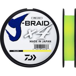 Плетенка DAIWA J-Braid X4 желтая 135м 0,10мм