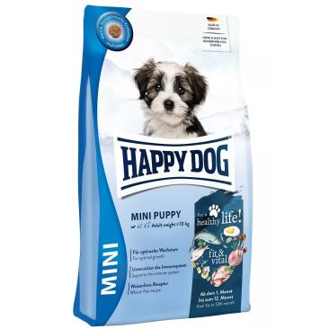 10кг Корм Happy Dog Mini Puppy fit & vital особо сбалансированный полноценный для щенков с 1-го месяца жизни с Птицей и ягнёнком