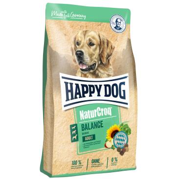 4кг Корм Happy Dog NaturCroq Balance 23/10 для взрослых собак всех пород с нормальной потребностью в калориях с Птицей, творогом и шпинатом