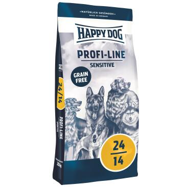 20кг Корм Happy Dog Profi-Line Sensitive 24/14 беззерновой для взрослых собак всех пород с чувствительным пищеварением с Картофелем