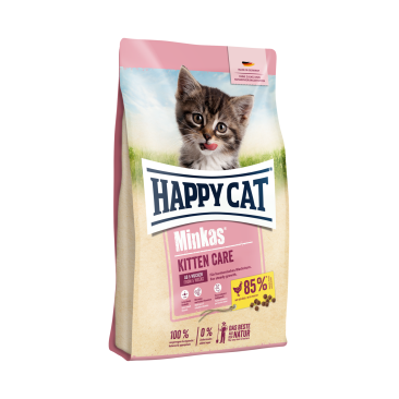 1,5кг Корм Happy Cat Minkas Kitten Care 32/18 для котят, начиная с 5-й недели жизни с домашней Птицей