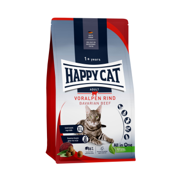 1,3кг Корм Happy Cat Culinary 1+ years Voralpen Rind для взрослых кошек с сытной баварской Говядиной, сочной свёклой и нежным шалфеем