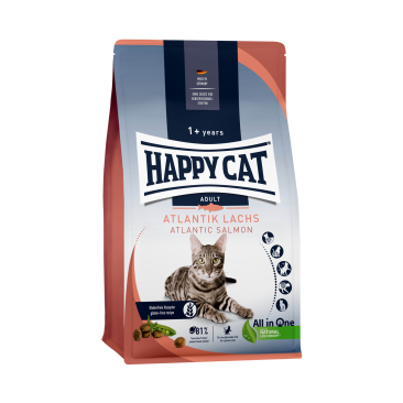 10кг Корм Happy Cat Culinary Atlantik-Lachs 33/15 корм для взрослых кошек с нежным Лососем, горошком и розмарином