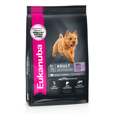 0,8кг Корм Eukanuba DOG Adult Small Breed для взрослых собак мелких пород от года с Птицей