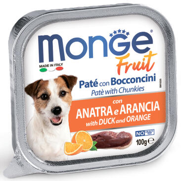 100гр Влажный корм MONGE DOG FRUIT для взрослых собак с Уткой и Апельсином