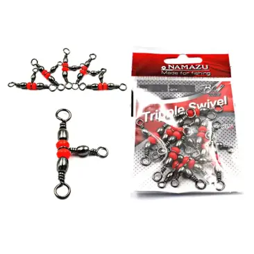 Вертлюг тройной с бусиной Namazu Tripple Swivel  5*7
