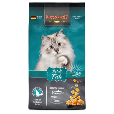 7,5кг Корм Leonardo Adult Fish для взрослых кошек от 1 года с Рыбой