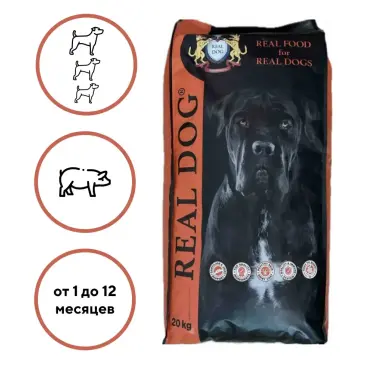 20кг Корм Cennamo REAL DOG PUPPY для щенков всех пород со Свининой