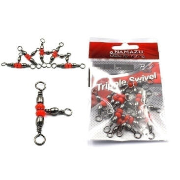 Вертлюг тройной c бусиной NAMAZU Tripple Swivel 10*12