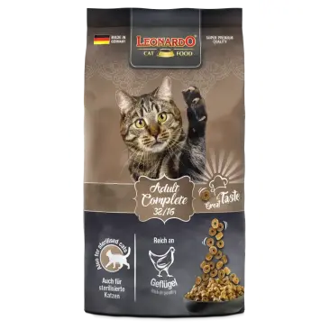 15кг Корм Leonardo Adult Complete 32/16 для стерилизованных взрослых кошек от года с Птицей