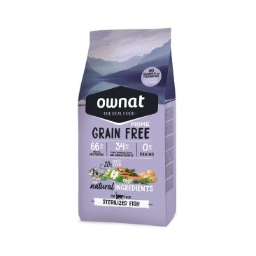 8кг Корм OWNAT GF беззерновой для стерилизованных кошек с Рыбой