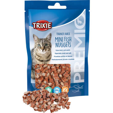 50гр Лакомство "TRIXIE PREMIO Trainer" для кошек, Мини-Наггетсы из рыбы, с курицей и кошачьей мятой, без глютена